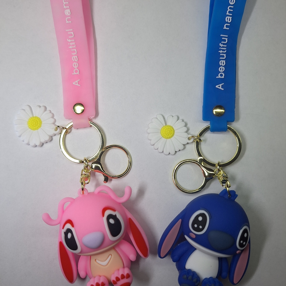 Cute Pink and Blue Cartoon Keychains